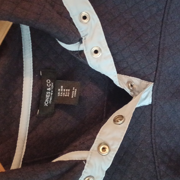 Women’s Jones & Co Medium Blue Half Button Up Pull Over - Picture 2 of 4